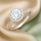 Elegant 925 Silver Halo Solitaire Zircon Ring for Women – Classic Round Stone Engagement & Party Wear Ring