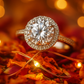 Elegant 925 Silver Halo Solitaire Zircon Ring for Women – Classic Round Stone Engagement & Party Wear Ring