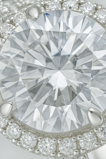 Elegant 925 Silver Halo Solitaire Zircon Ring for Women – Classic Round Stone Engagement & Party Wear Ring