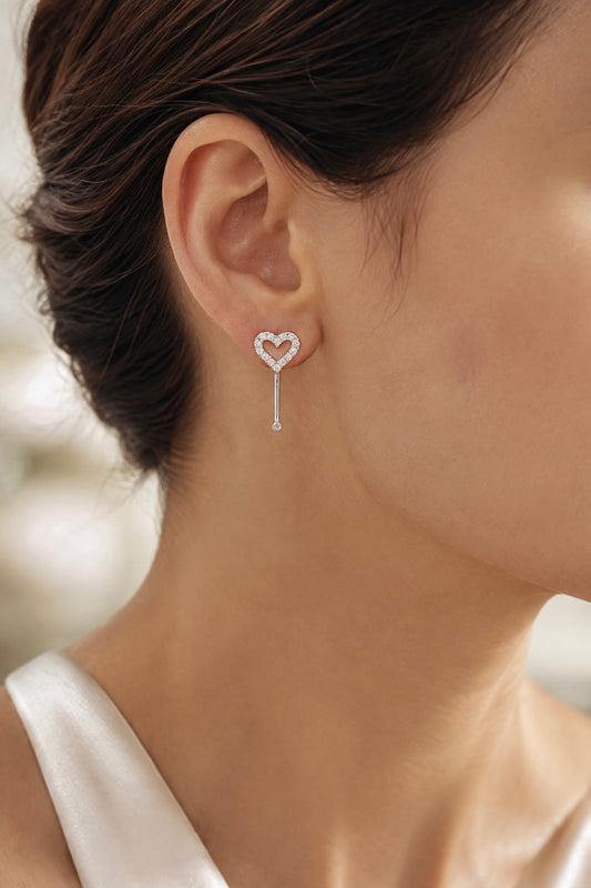 Open Heart Threader Earrings