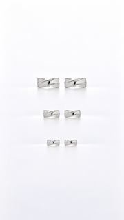 Polished Crisscross Ribbon Stud Earrings Set – 3 Sizes - Aaryahi Silver jewellery product photo