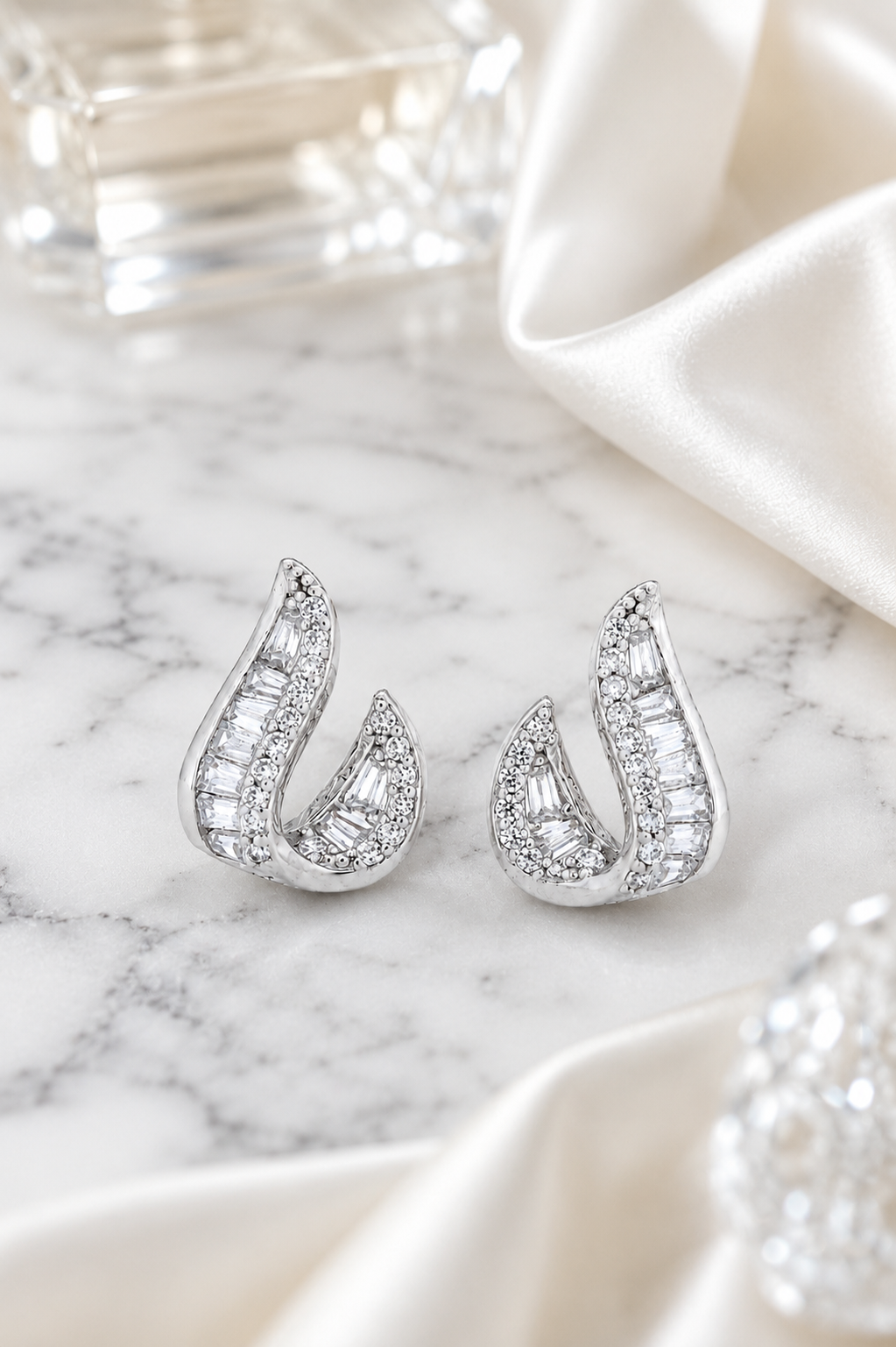 Double Teardrop Baguette Earrings