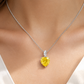 Elegant Silver Yellow Heart Crystal Pendant Necklace