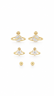 Planet, Heart & Ball Stud Earrings Set - Aaryahi Silver jewellery product photo
