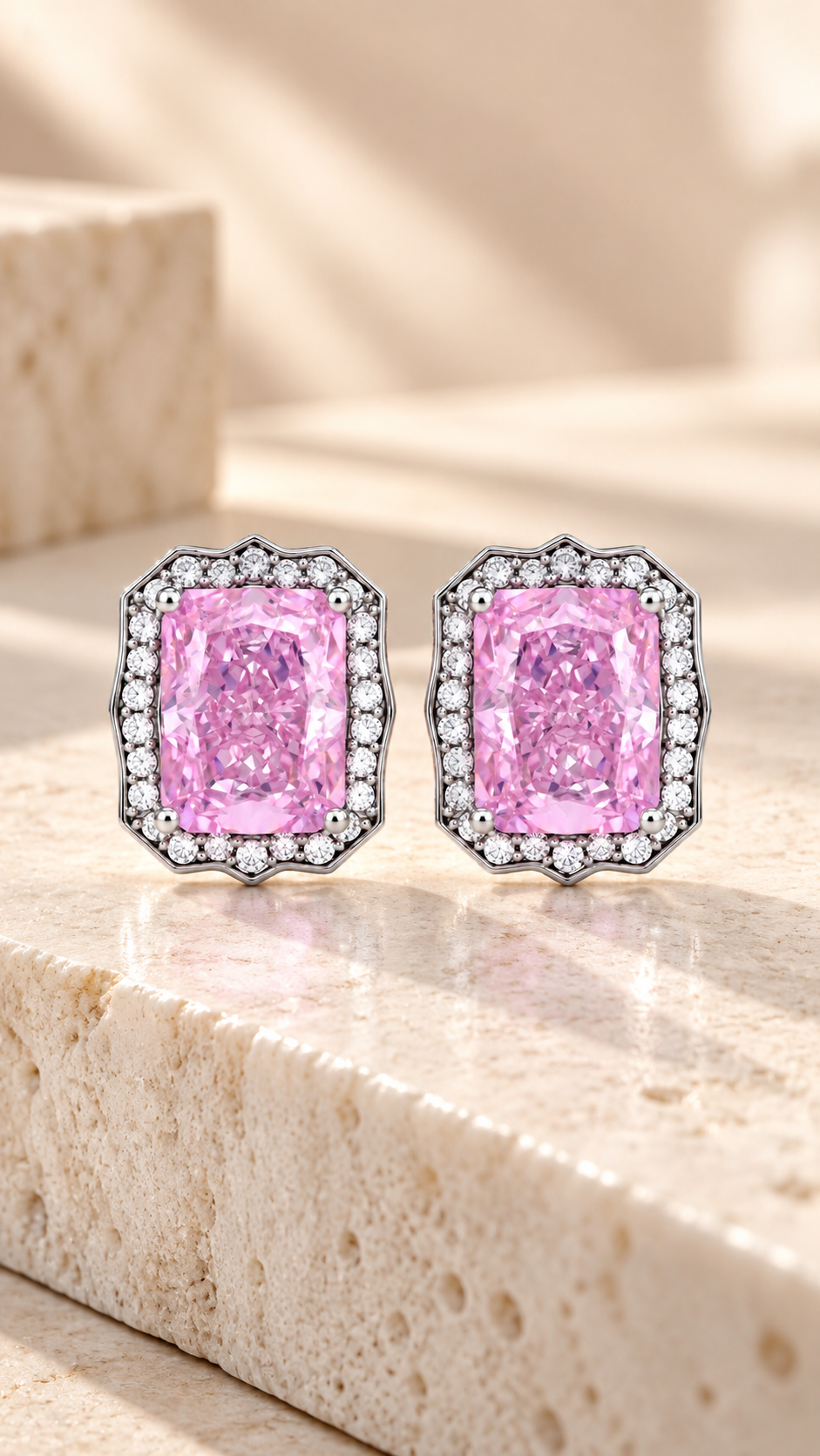 Silver Pink Earrings