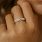 Stylish 925 Silver Dual Row Zircon Band Ring for Women – Elegant Diamond Shape Center Design Finger Ring