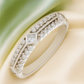 Stylish 925 Silver Dual Row Zircon Band Ring for Women – Elegant Diamond Shape Center Design Finger Ring