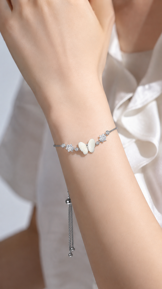 White Butterfly Adjustable Bracelet