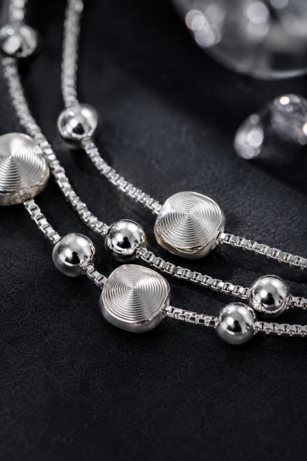 Triple-Layer Textured Chain Bracelet