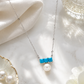 Elegant Silver Turquoise Pearl Pendant Necklace