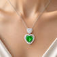 Elegant Silver Green Heart Halo Pendant Necklace