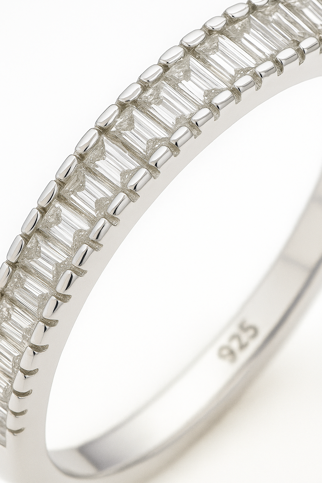 Minimal 925 Silver Baguette Zircon Band Ring for Women – Elegant Slim Finger Ring for Daily & Party Wear