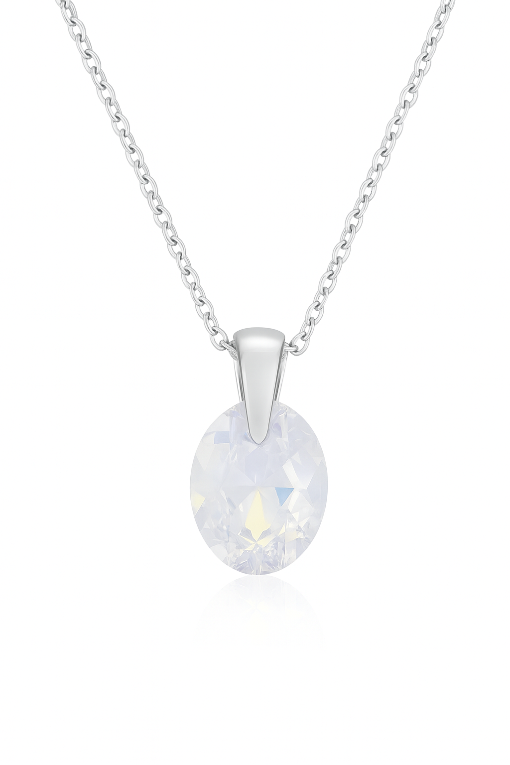 Silver Plated Round Solitaire Pendant Necklace for Women – Elegant Crystal Design