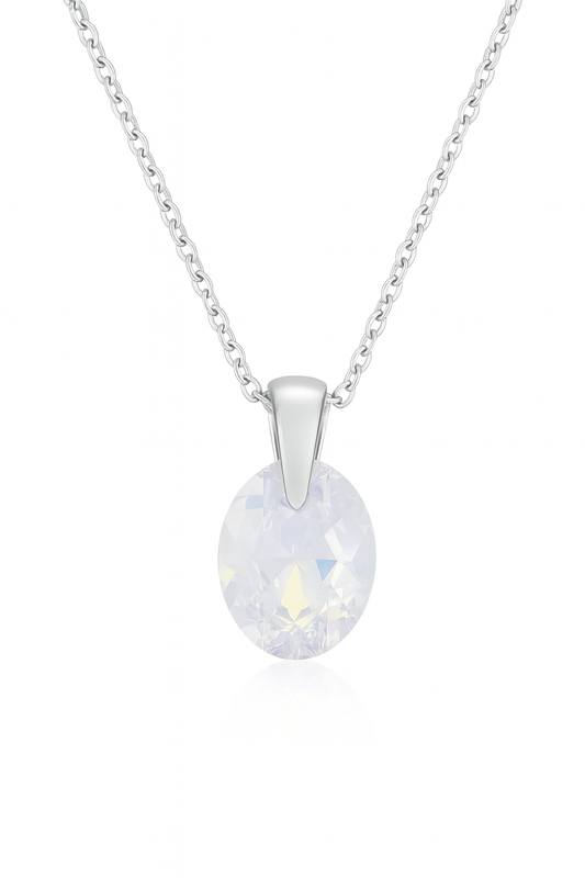Silver Plated Round Solitaire Pendant Necklace for Women – Elegant Crystal Design