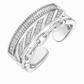 Trendy 925 Silver Adjustable Chain Design Ring for Women – Baguette & Zircon Layered Statement Finger Ring