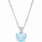 Elegant Silver Blue Heart Solitaire Pendant Necklace