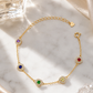 Multicolor Heart Halo Chain Bracelet