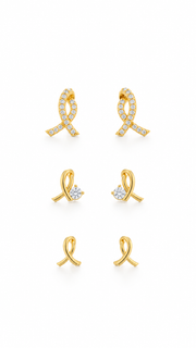 Ribbon, Solitaire Ribbon Plain Ribbon Earrings Set – 3 Pairs - Aaryahi Silver jewellery product photo