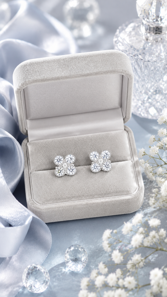 Four-Petal Round Earrings