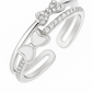 Cute 925 Silver Adjustable Double Bow Ring for Women – Enamel & Zircon Studded Open Finger Ring