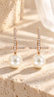 CZ Pearl Drop Earrings - Aaryahi Silver jewellery product photo
