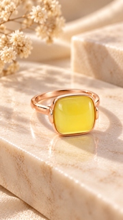 Rose Gold Yellow Cushion Stone Ring