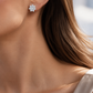 Silver CZ Floral Cluster Stud Earrings for Women