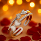 Cute 925 Silver Adjustable Double Bow Ring for Women – Enamel & Zircon Studded Open Finger Ring