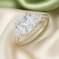 Elegant 925 Silver Princess-Cut Solitaire Ring for Women – Three Stone CZ Engagement & Party Wear Ring