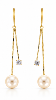 Pearl & CZ Drop Earrings - Aaryahi Silver jewellery product photo