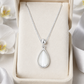 Elegant Silver White Teardrop Pendant Necklace