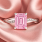 925 Silver Emerald Cut Solitaire Ring with Twisted Band – Classic Elegant Zircon Ring for Women