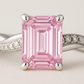 925 Silver Emerald Cut Solitaire Ring with Twisted Band – Classic Elegant Zircon Ring for Women