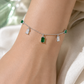 Green & White Baguette Charm Bracelet