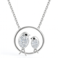 Silver Plated Mother & Child Bird Pendant Necklace for Women – CZ Diamond Love Design