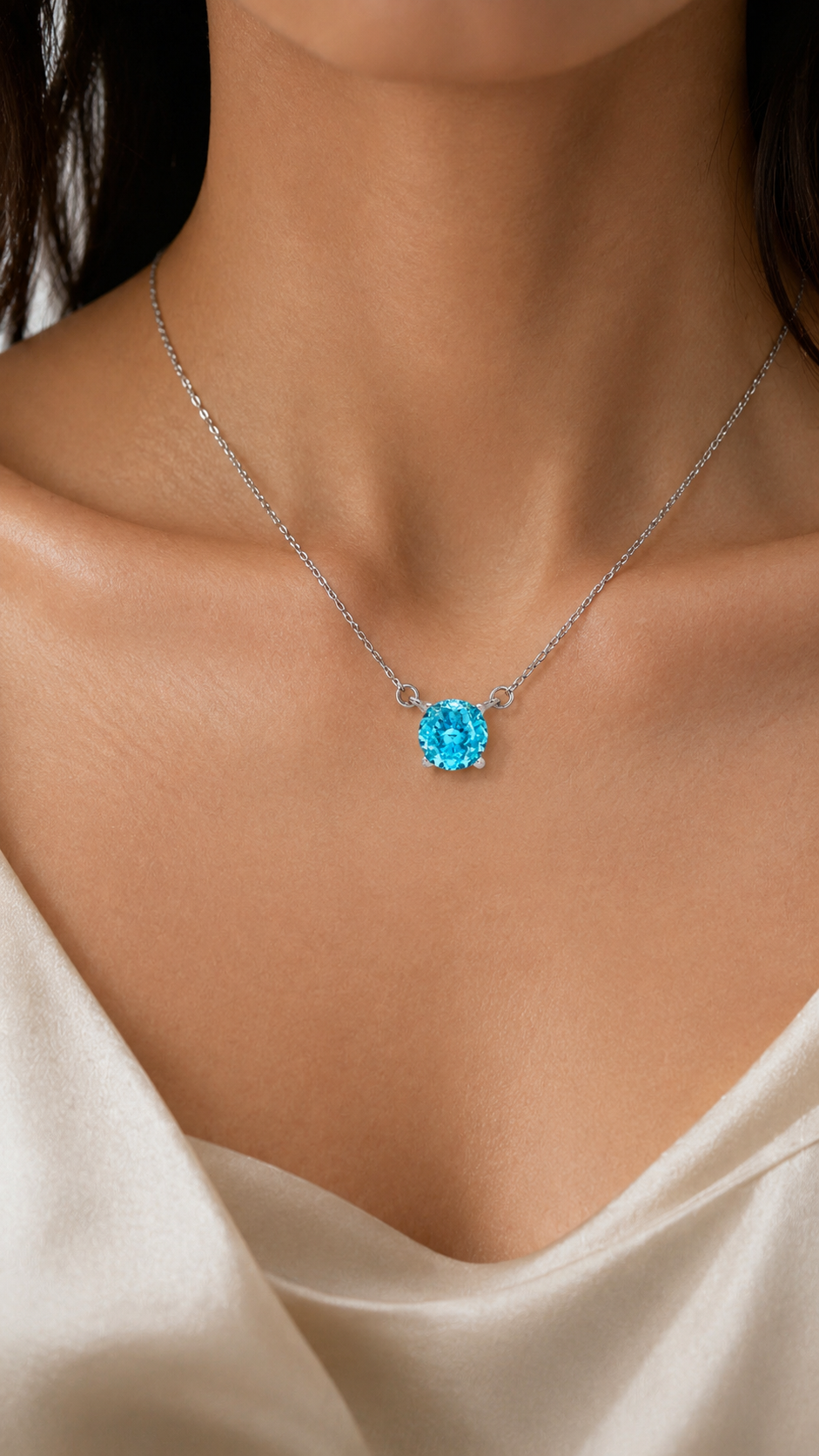 Pink Round-Cut Solitaire Necklace