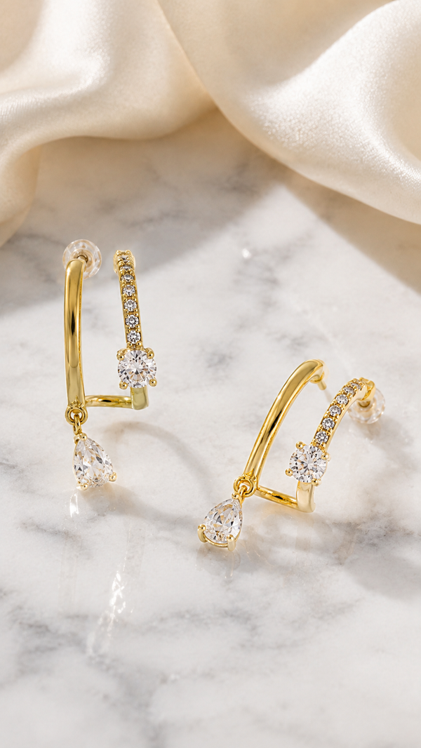 Earrings Pear-Cut Crystal - Aaryahi Silver jewellery product photo