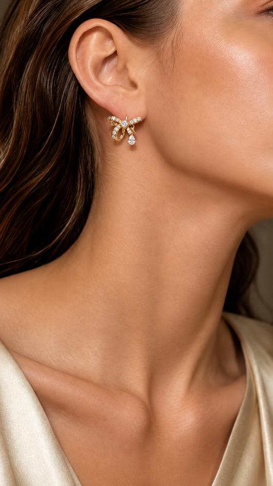 Gold-Plated Bow Earrings