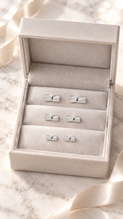 Polished Crisscross Ribbon Stud Earrings Set – 3 Sizes - Aaryahi Silver jewellery product photo
