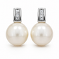 Silver Baguette CZ & Pearl Drop Stud Earrings for Women