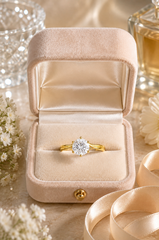 Round Solitaire Twist Band Ring