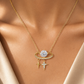 Celestial Planet CZ & Twin Star Gold Pendant Necklace