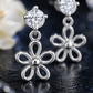 Elegant 925 Sterling Silver Round CZ Open Flower Drop Earrings for Women