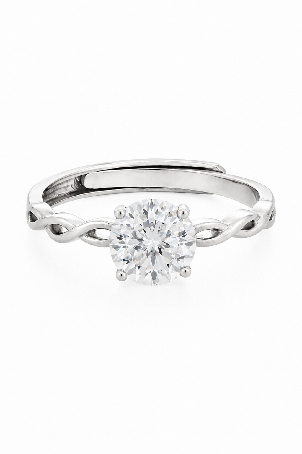 Round Solitaire Infinity Twist Ring