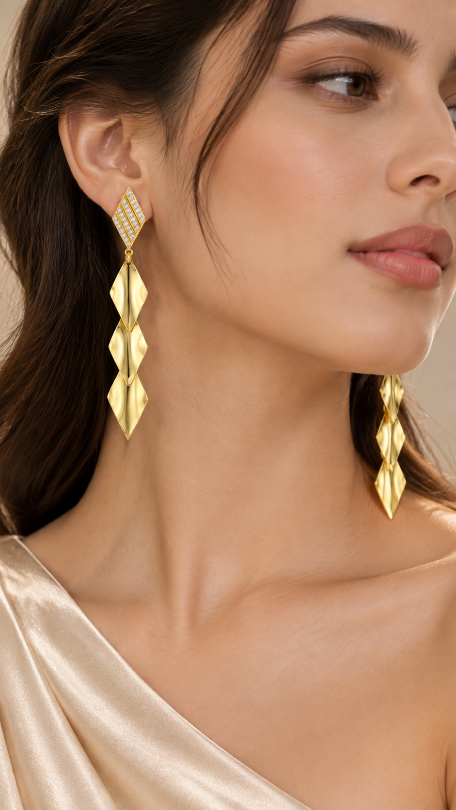 Geometric Triple Drop Earrings