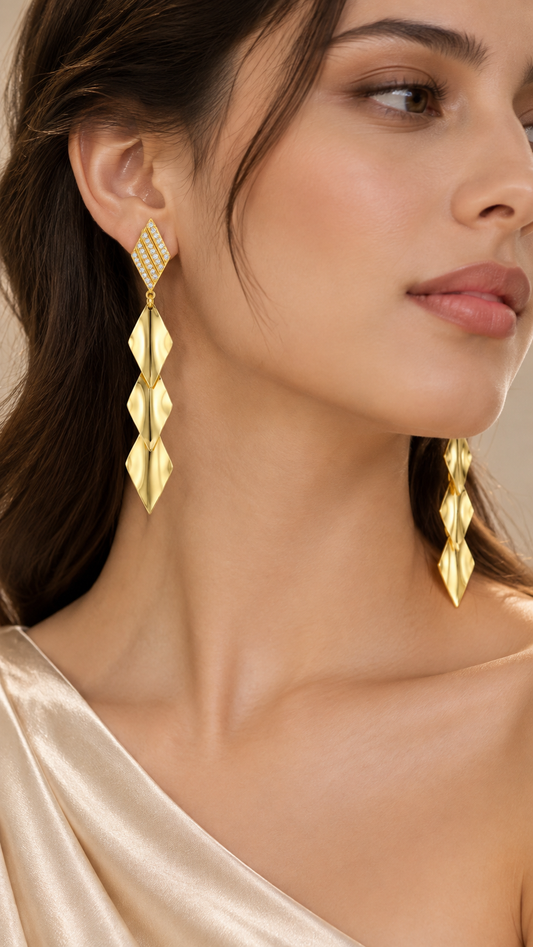 Geometric Triple Drop Earrings