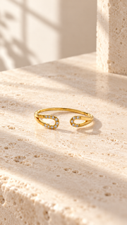 Gold CZ Open Twist Ring