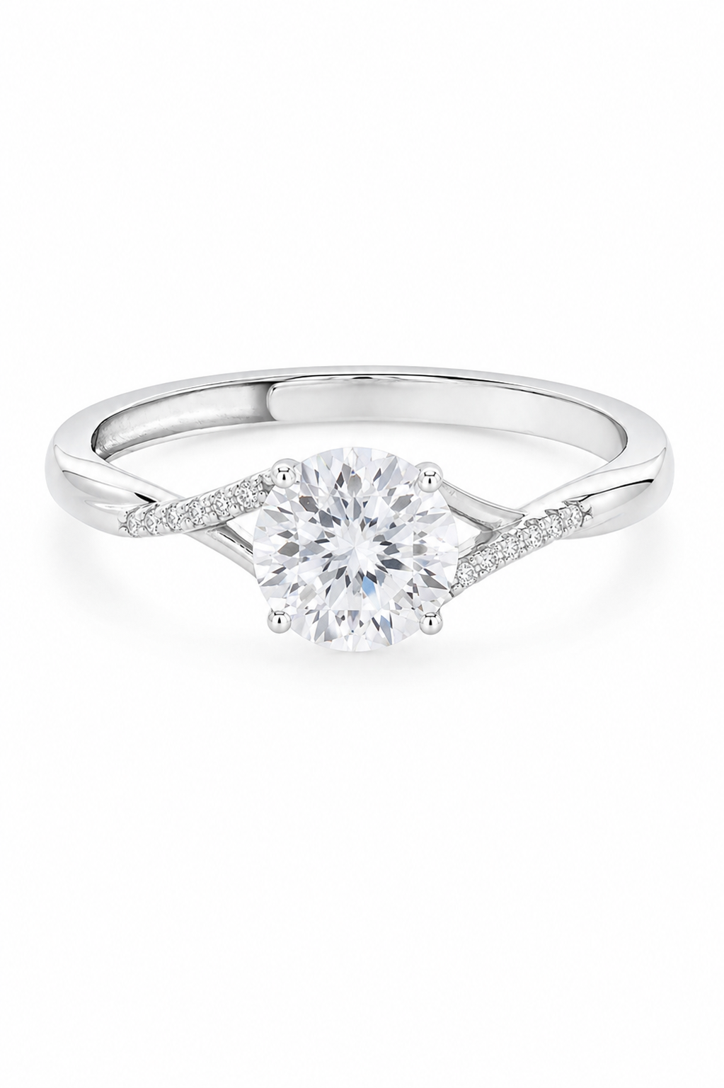 Round Solitaire Twist Band Ring