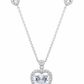 Elegant Silver Heart Halo Pendant Necklace