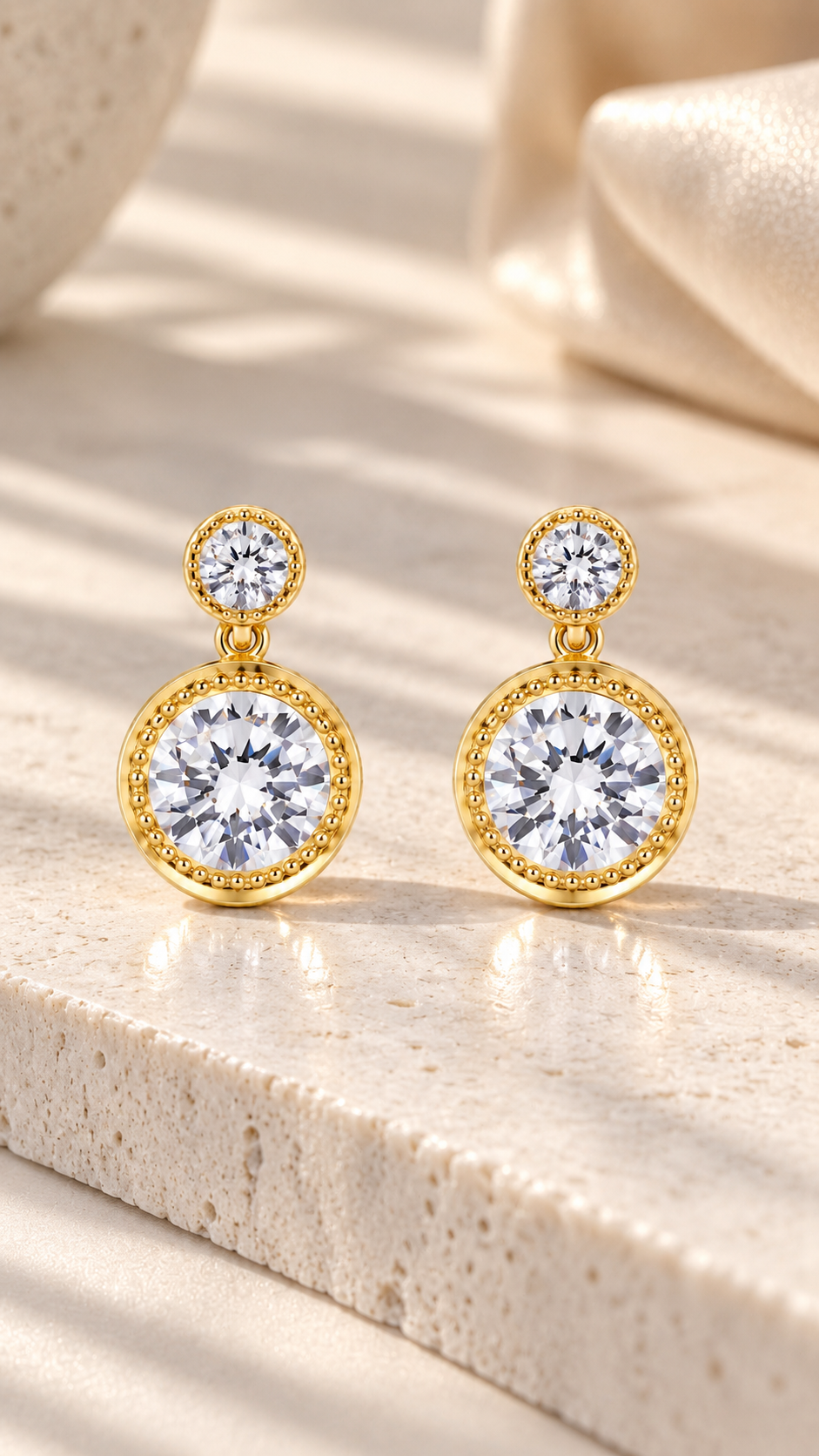 Gold Round Earrings